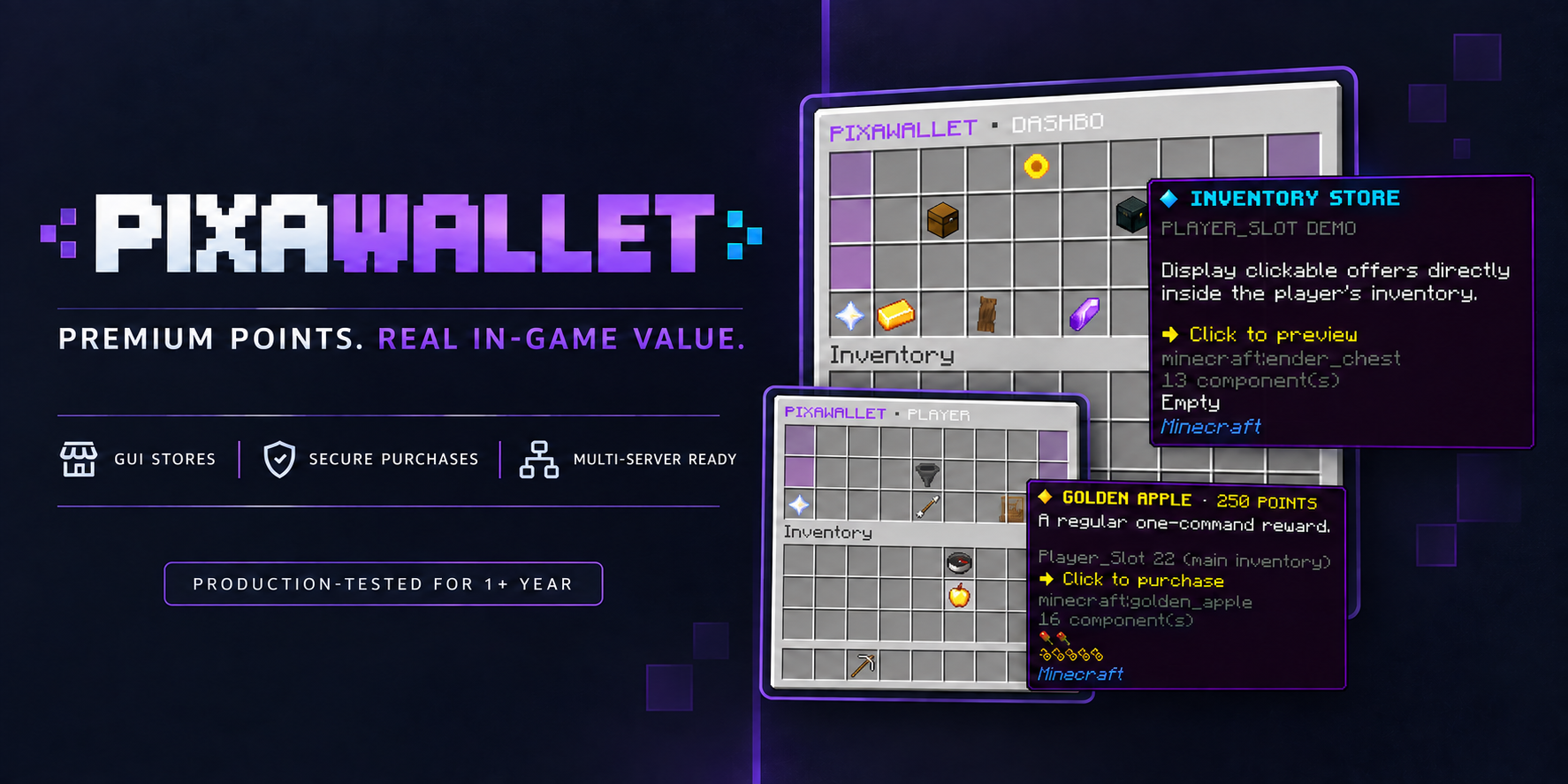 PixaWallet inventory store and premium points preview